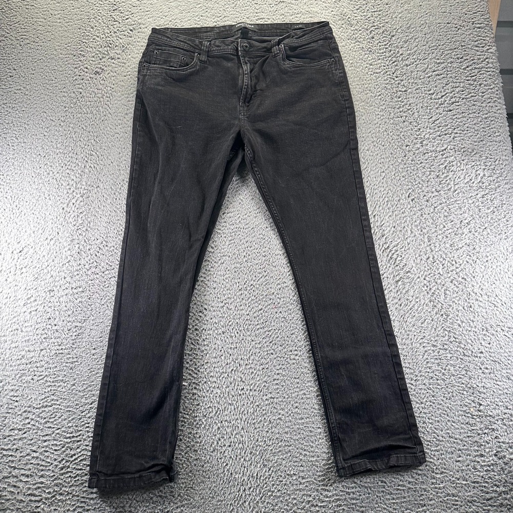 Kenneth Cole Jeans Mens 34x31 Black Cotton Denim Straight Leg Slim Fit Workwear